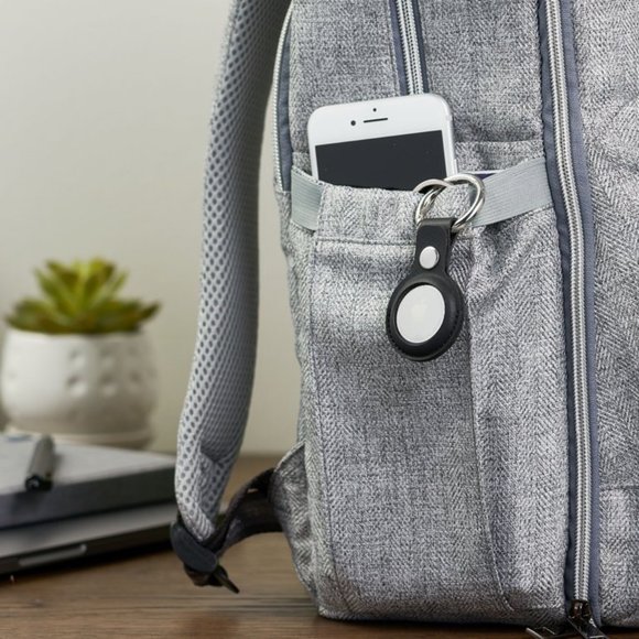 Protective Air Tag Holder Vegan Leather Black - Picture 3 of 6